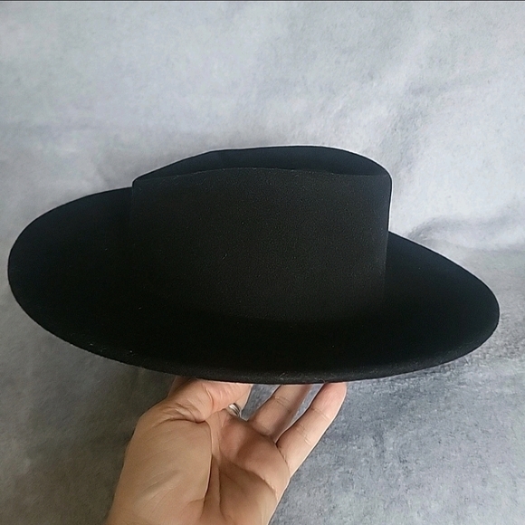 Gigi Pip Miller Fedora Hat 57 Small Black 100% Wool Felt Cowboy Western Rancher main image 8